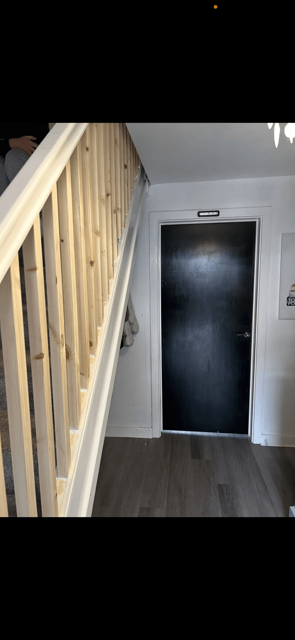 Newly fitted pine staircase banister